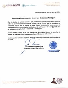 Comunicado con relación al servicio de transporte seguro