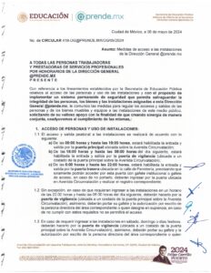 Medidas de acceso a las instalaciones de la Dirección General @prende.mx