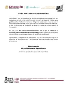 Aviso a la comunidad @prende.mx