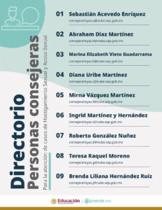 Directorio Personas consejeras para la atención de casos de Hostigamiento Sexual y Acoso Sexual